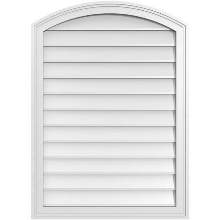 Ekena Millwork Arch Top Surface Mount PVC Gable Vent: Functional, w/ 2"W x 1-1/2"P Brickmould Frame, 26"W x 36"H GVPAR26X3602SF